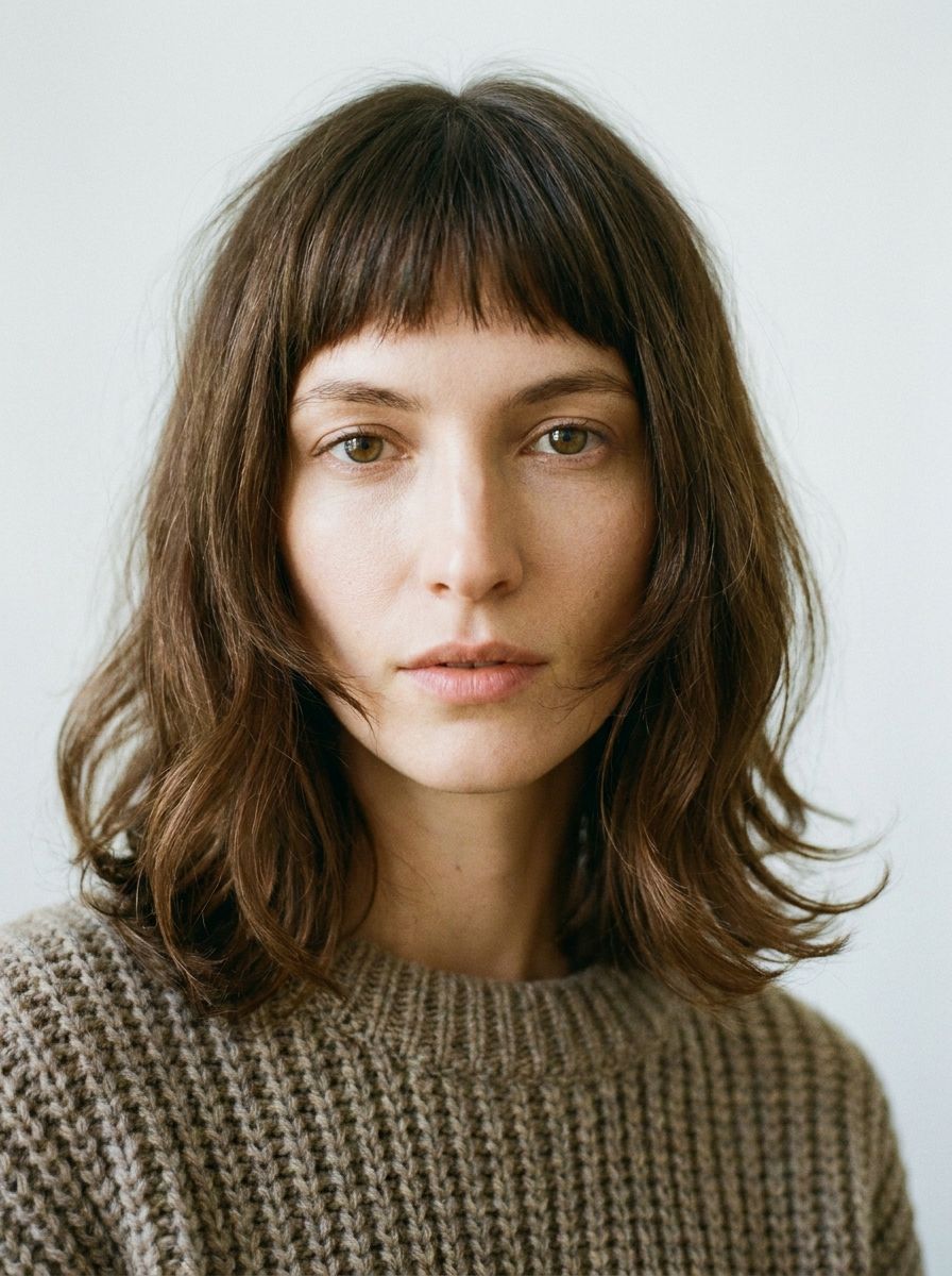 Long Bob mit Bottleneck Bangs - Frisuren für längliches Gesicht